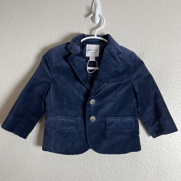 Janie & Jack Boys 12-18 Months Velvet Navy Blue Blazer Jacket Two Button
